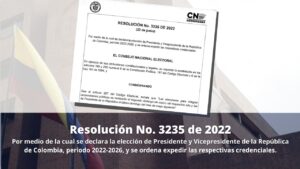 RESOLUCION 3235_0002 Declara eleccion de presidente y vicepresidente de Colombia 2022 2026