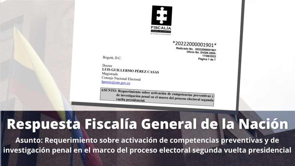 Respuesta de la Fiscalia a peticion de Luis Guillermo Perez Casas