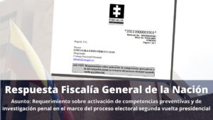 Respuesta de la Fiscalia a peticion de Luis Guillermo Perez Casas