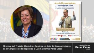 Gloria Ines Ramirez en acto de reconocimiento a Luis Guillermo Perez