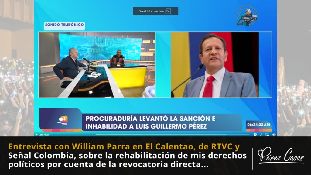 Entrevista RTVC sobre revocatoria de sancion